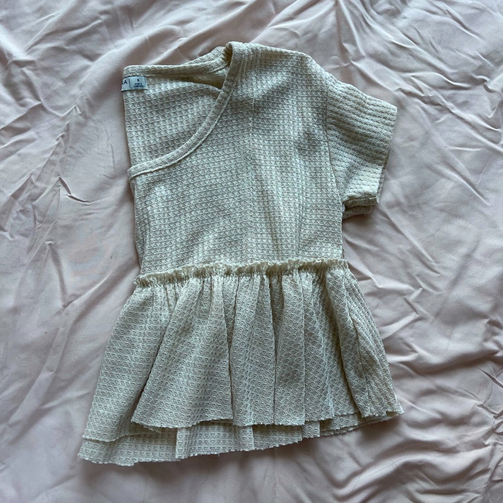 Peplum waffle knit top
